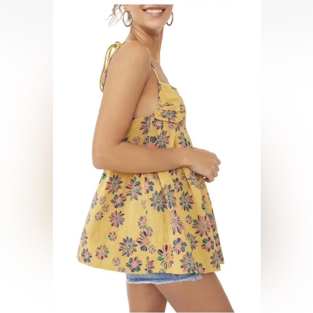 New! Free People XS indigo molly baby doll tunic in gilded combo . - Picture 7 of 13